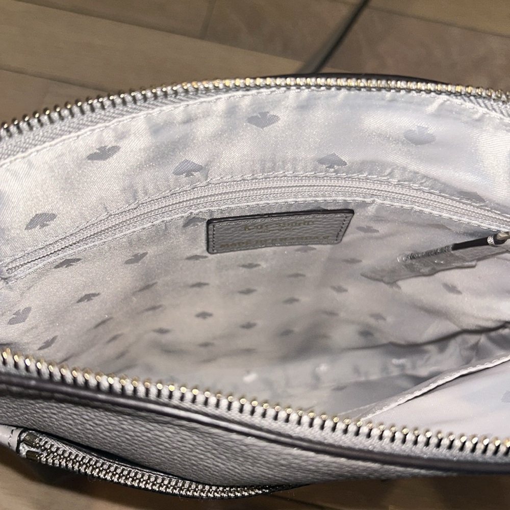 Kate Spade ♠️ New York On Purpose Leather Zip Crossbody Bag Taupe Color - Picture 9 of 14
